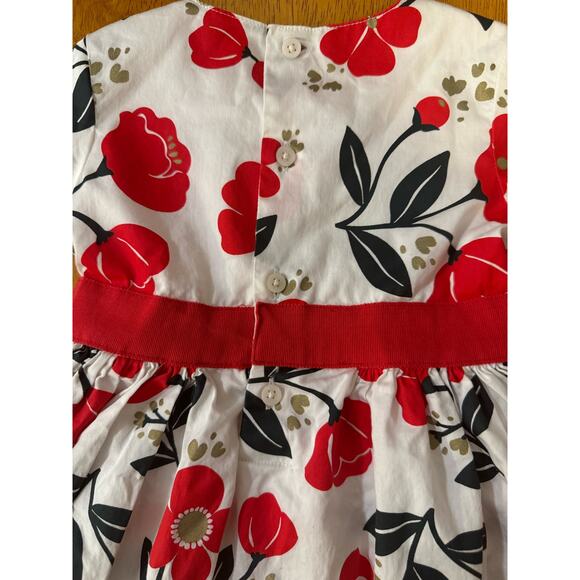 Carters 18 month white & red  flowers bow in front full skirt dress 100% cotton - Picture 4 of 6